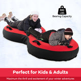 80" 2-Person Inflatable Snow Sled for Kids and Adults-Red