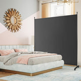 6 Feet Single Panel Rolling Room Divider with Smooth Wheels-Dark Gray