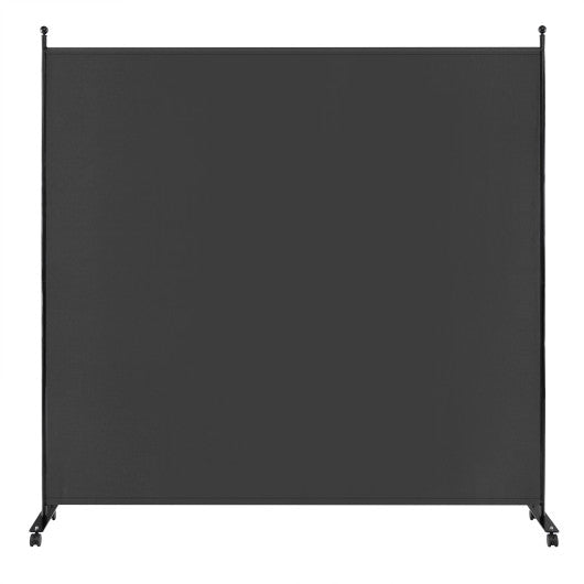 6 Feet Single Panel Rolling Room Divider with Smooth Wheels-Dark Gray