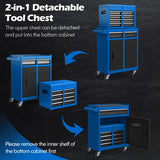 2-in-1 Rolling Tool Chest with 5 Sliding Lockable Drawers-Navy