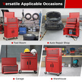 6-Drawer Rolling Tool Storage Chest Cabinet with Universal Wheels and Hooks-Red