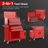 6-Drawer Rolling Tool Storage Chest Cabinet with Universal Wheels and Hooks-Red