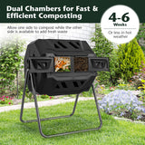 360° Rotatable Tumbling Composter with 2 Sliding Doors-Black