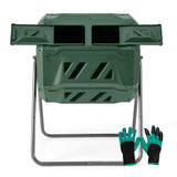 360° Rotatable Tumbling Composter with 2 Sliding Doors-Green