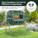 360° Rotatable Tumbling Composter with 2 Sliding Doors-Green