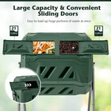 360° Rotatable Tumbling Composter with 2 Sliding Doors-Green