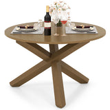 47 Inches Round Dining Table with Solid Acacia Wood Legs for 4-6 Person-Natural