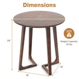 24 Inch Round End Table with Adjustable Foot Pads-Brown