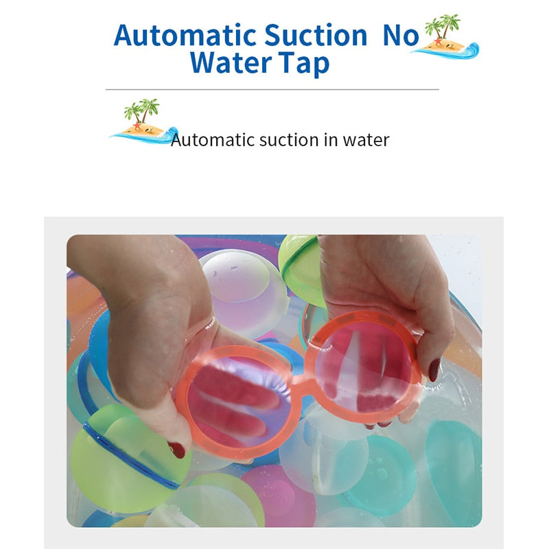 Magnetic Reusable Water Balloons Refillable Quick Fill Self Sealing Water Bomb Splash Balls for Kids Swimming Pool