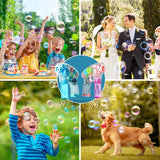 Automatic Electric Bubble Machine Bubble Guns for Kids Bubble Maker Bubble Blower for Kids with LED Light Bubble Outdoors Games (Pink)
