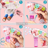 Automatic Electric Bubble Machine Bubble Guns for Kids Bubble Maker Bubble Blower for Kids with LED Light Bubble Outdoors Games (Pink)