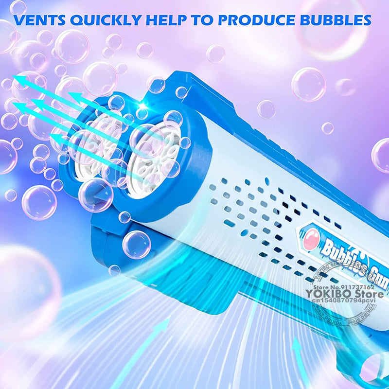 Bubble Gun Machine for Kids Toddler, Multi Hole Bubble Maker Automatic Bubble Blower with Led Light Soap Bubble Maker Summer Toys