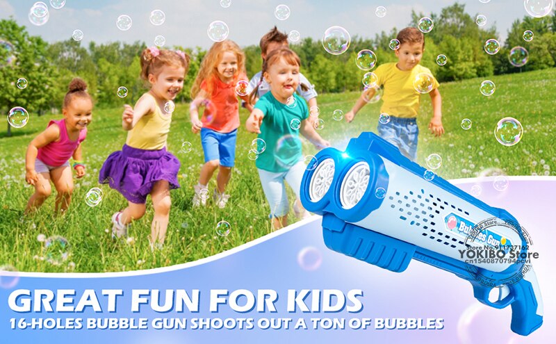 Kids Bubble Shooter Bubble 360° No Leak Automatic Bubble Machine with LED  Light 1 Bubble Solution for Birthday Party Summer Toys Outdoor Activities