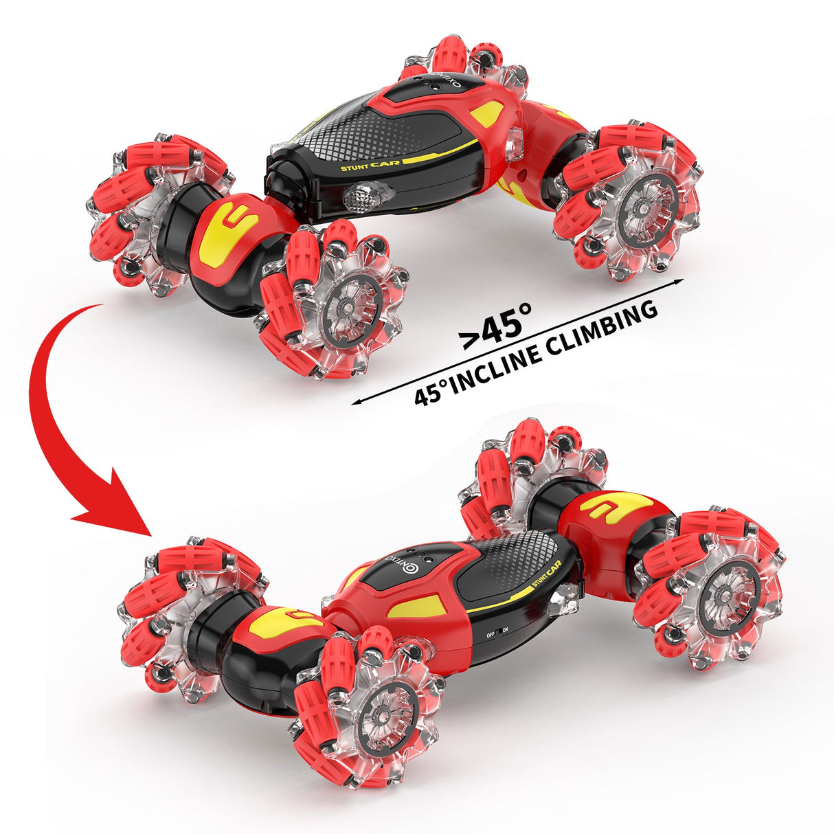 Contixo SC10 Cobra Speed Crawler RC Stunt Car - 4WD with Remote & Gesture Control, Red by Contixo