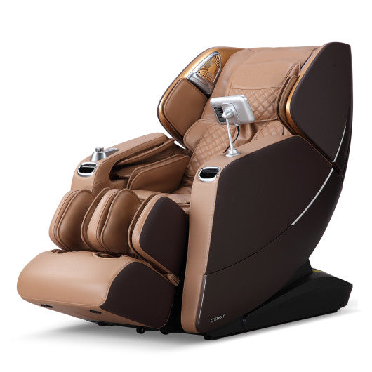 SL Track 3D Full Body Massage Chair Zero Gravity Electric Shiatsu Massage Recliner with Airbags-Brown