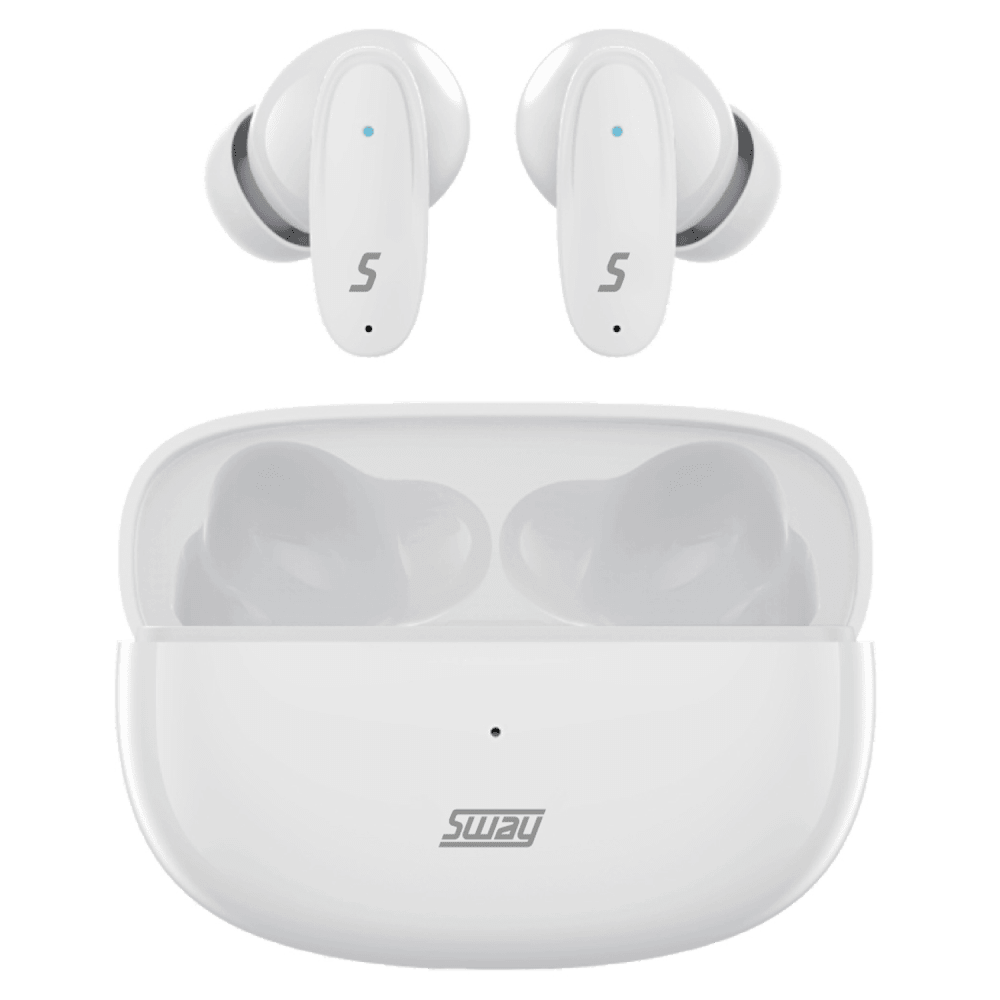 Sway Dual Microphone ENC Comfort Fit True Wireless Headphones with Power Go Charging Case by Sway