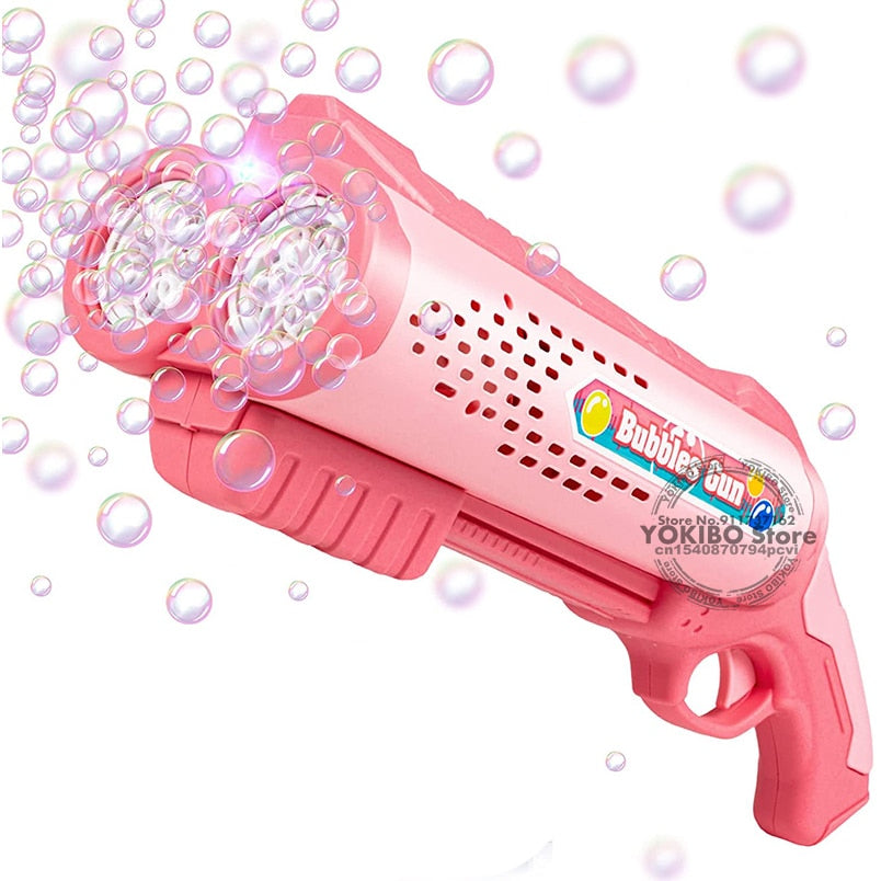 Bubble Gun Machine for Kids Toddler, Multi Hole Bubble Maker Automatic Bubble Blower with Led Light Soap Bubble Maker Summer Toys