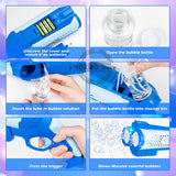 Bubble Gun Machine for Kids Toddler, Multi Hole Bubble Maker Automatic Bubble Blower with Led Light Soap Bubble Maker Summer Toys