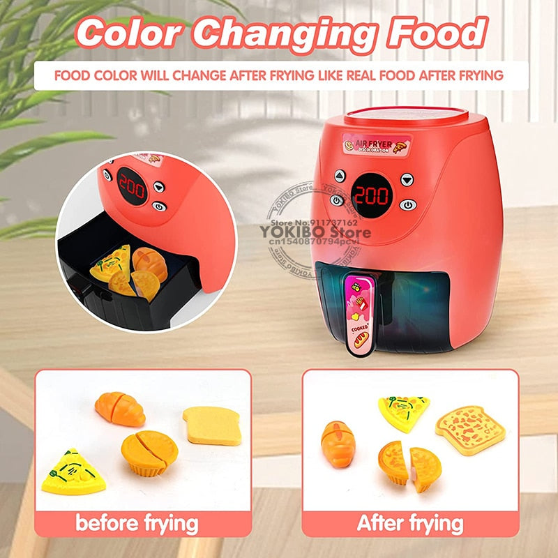 Air Fryer Pretend Play Toys for Kids with Cola Fried Chicken Play Kitchen Toys Kitchen Playset Kitchen Accessory Toys for Girls