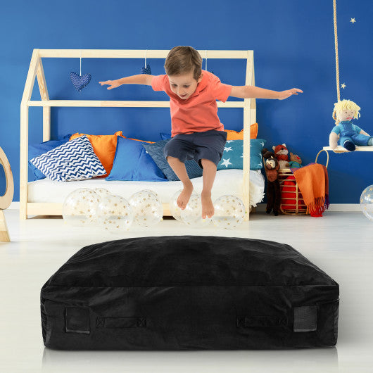 47 x 35.5 Inch Crash Pad Sensory Mat with Foam Blocks and Washable Cover-Black