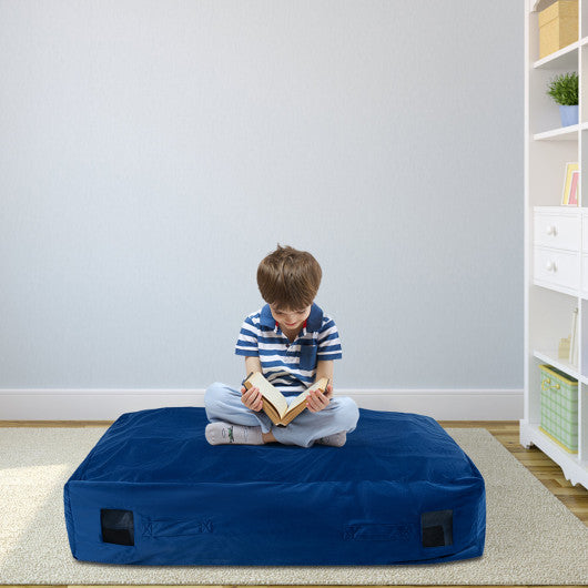 47 x 35.5 Inch Crash Pad Sensory Mat with Foam Blocks and Washable Cover-Blue