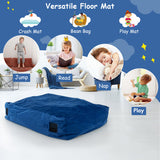 47 x 35.5 Inch Crash Pad Sensory Mat with Foam Blocks and Washable Cover-Blue