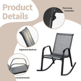 Set of 2 Metal Patio Rocking Chair with Breathable Seat Fabric-Gray
