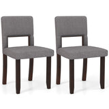 Set of 2 Wooden Dining Chair with Acacia Wood Frame Padded Seat and Back-Gray