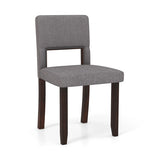 Set of 2 Wooden Dining Chair with Acacia Wood Frame Padded Seat and Back-Gray