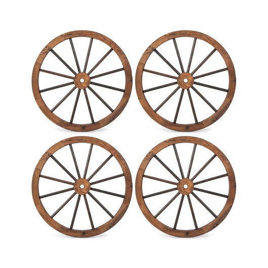 Set of 4 Decorative Wooden Wagon Wheels 30 Inch Vintage Wagon Wheel Wall Decor