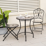Set of 2 Mosaic Chairs for Patio Metal Folding Chairs-Black