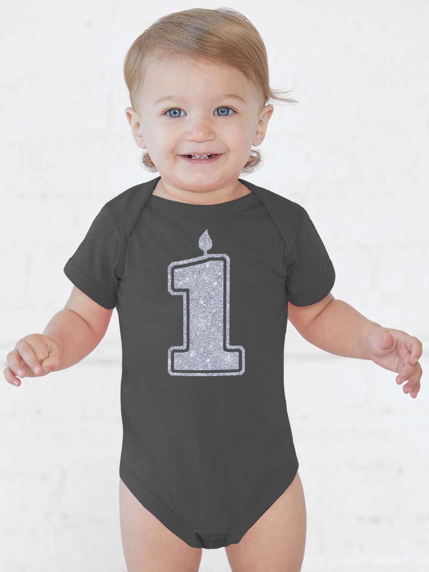 1 Silver First Birthday Onesies & Bodysuits