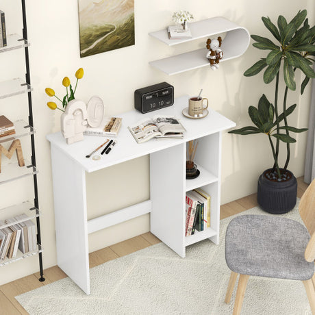 Small Computer Desk with Storage and Adjustable Shelf-White