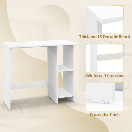 Small Computer Desk with Storage and Adjustable Shelf-White