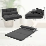 Floor Sofa Bed with 6 Positions Adjustable Backrest  Skin-friendly Velvet Cover-Dark Gray