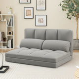Floor Sofa Bed with 6 Positions Adjustable Backrest  Skin-friendly Velvet Cover-Light Gray