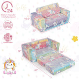 2-in-1 Flip Out Kids Sofa Chair with Detachable Flannel Fabric Cover and Glowing Patterns-Color