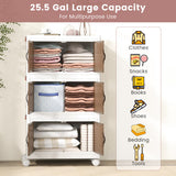 25.5/60 Gal 3-Tier Stackable Storage Boxes Bins with Magnetic Doors and Lockable Casters-S