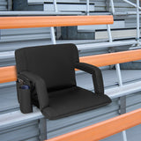 Stadium Seat for Bleachers with Back Support 6 Adjustable Positions-Black