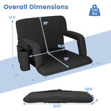 Stadium Seat for Bleachers with Back Support 6 Adjustable Positions-Black
