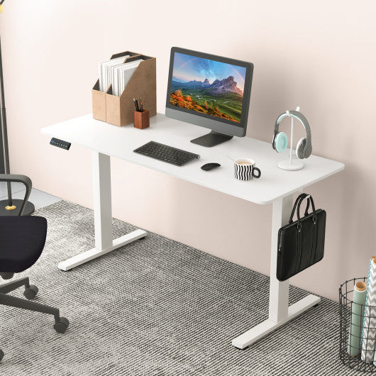 55 x 24 Inches Sit Stand Home Office Desk with 3 Memory Height Settings-White