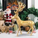 Standing Reindeer Statue Aluminum Deer Sculpture for Indoors Christmas Decor-Golden