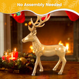 Standing Reindeer Statue Aluminum Deer Sculpture for Indoors Christmas Decor-Golden