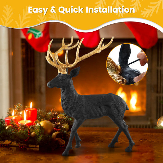 Standing Reindeer Statue Aluminum Deer Sculpture for Indoors Christmas Decor-Black