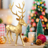 Standing Reindeer Statue Aluminum Deer Sculpture for Indoors Christmas Decor-Golden