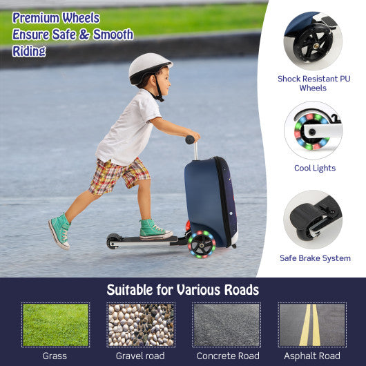 Hardshell Ride-on Suitcase Scooter with LED Flashing Wheels-Navy