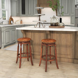 29" Swivel Bar Stool Set of 2 with Upholstered Seat and Rubber Wood Frame-29 inches