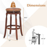 29" Swivel Bar Stool Set of 2 with Upholstered Seat and Rubber Wood Frame-29 inches