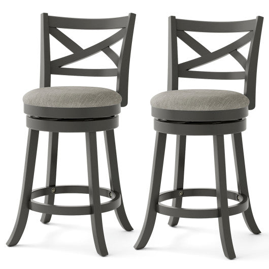 27/31 Inch Swivel Bar Stools Set of 2 with Hollow Back and Soft-padded Seat-27 Inch