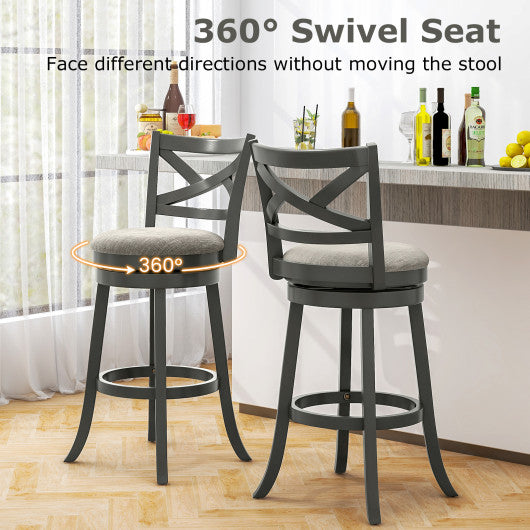 27/31 Inch Swivel Bar Stools Set of 2 with Hollow Back and Soft-padded Seat-31 inches